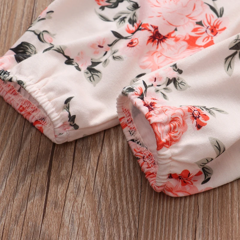Newborn Baby Girl Clothes Set Solid Knitting Long Sleeve Tops Floral Print Pants Headband 3Pcs Outfits Casual Infant Clothing 6