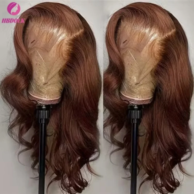 Body Wave #4 Chocolate Brown 13x4 HD Lace Full Frontal Wig Lace Front Colored 34 Inch Human Hair Wigs For Black Women 3