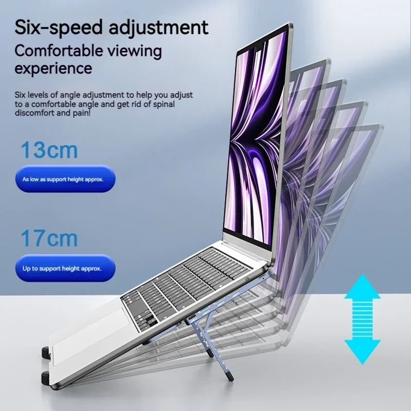 노트북 스탠드 및 USB C 도킹 스테이션, 접이식 2 in 1 멀티 포트 USB C 허브, 10-17인치 조절 가능한 노트북 태블릿 홀더