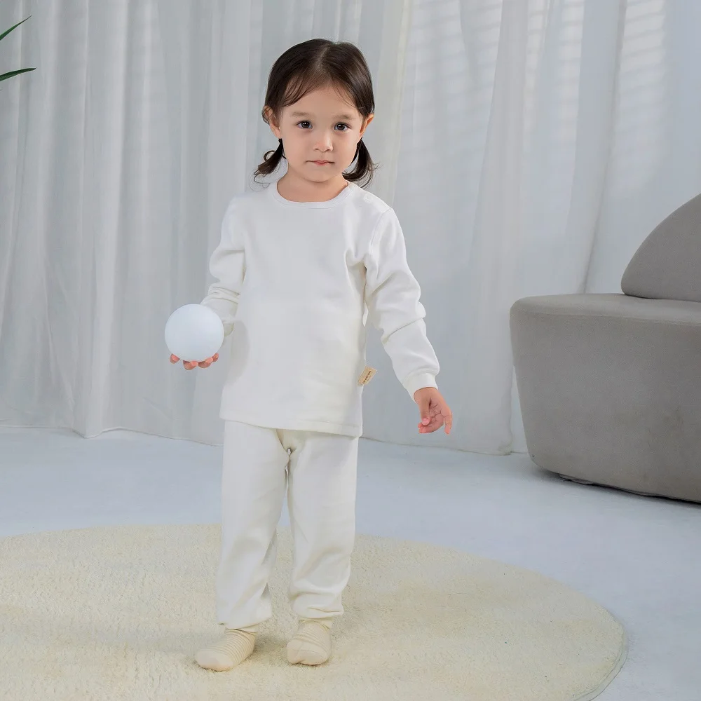 0-2Years Baby Sleepwear Spring Fall Winter White 100% natural colored cotton Boys Girls Thermal Warm Baby Kids Home Wear Pajamas