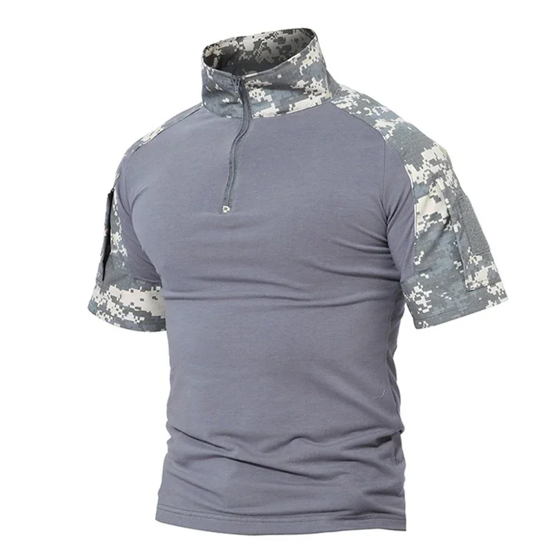 Tactical Summer Men Short Sleeves Camouflage Frog Suit Combat Hunting Workout T-Shirt
