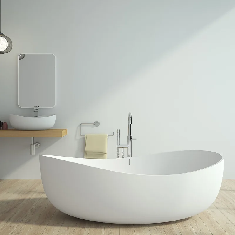 Hotel Modern Design Bathtub, Resin Stone Freestanding Bath Tub , Acrylic Solid Surface Bathroom Bathtub