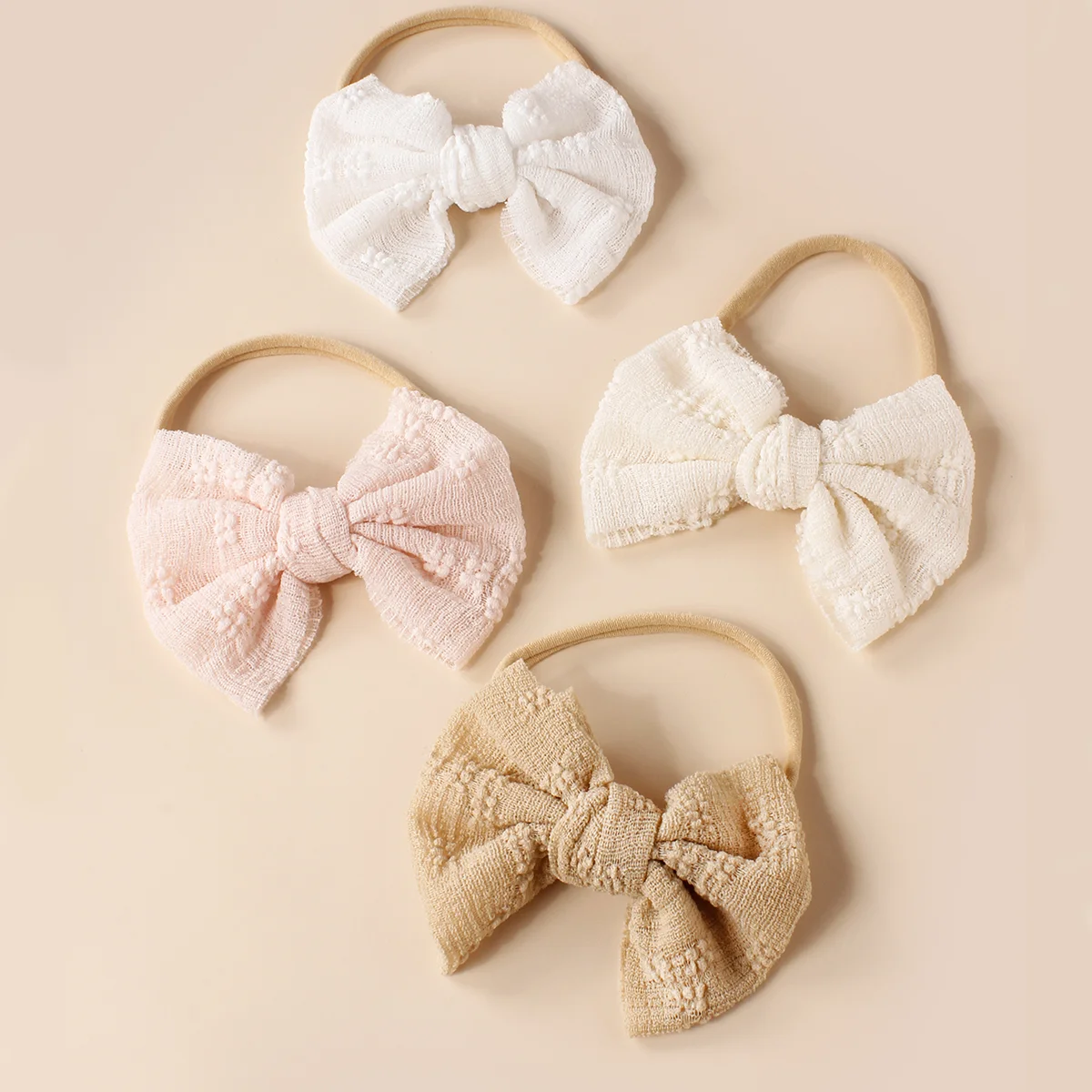 Baby Headband Gauze Jacquard Bow Nylon Narrow Edge Elastic Hairband For Girls Kids Soft Hair Accessories 4 Pcs/Lot hair bands hair accessories hair headband accessories baby headband set