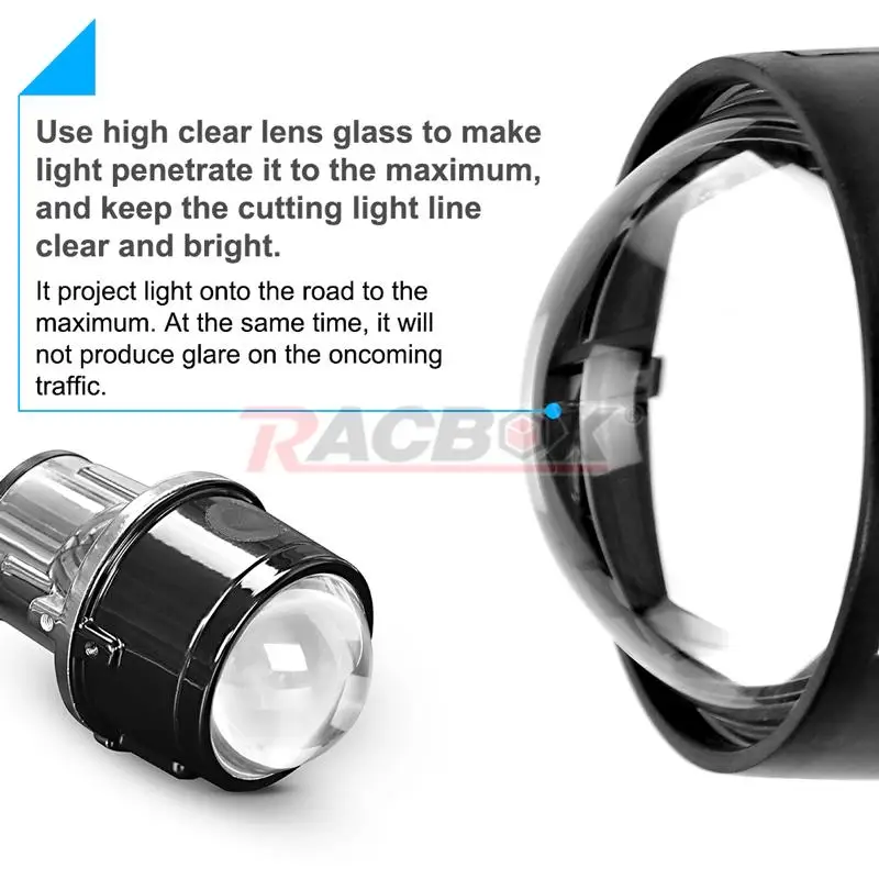 2.5 inch H11 HID Fog Light Bi-xenon PTF Lens High Low Beam Fog Lamp Metal Projec