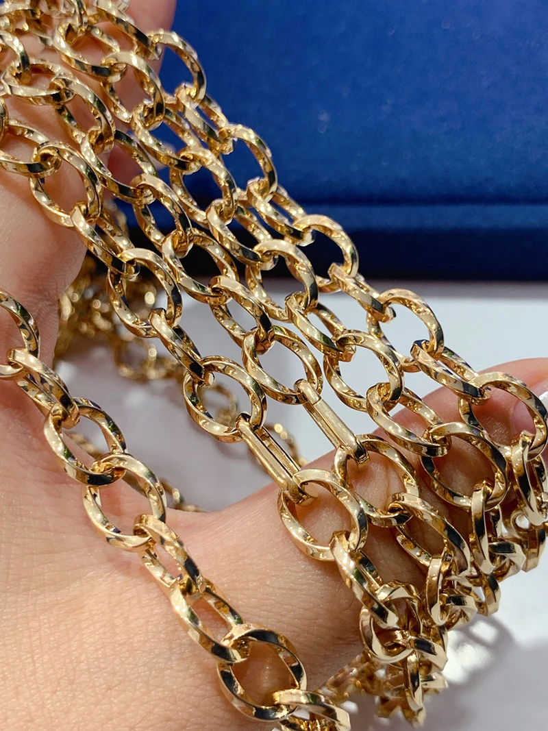 KUGG 18K Yellow Gold Necklace Fashion European and American Style Shiny High-End Collarbone Chain for Women High Party Jewelry