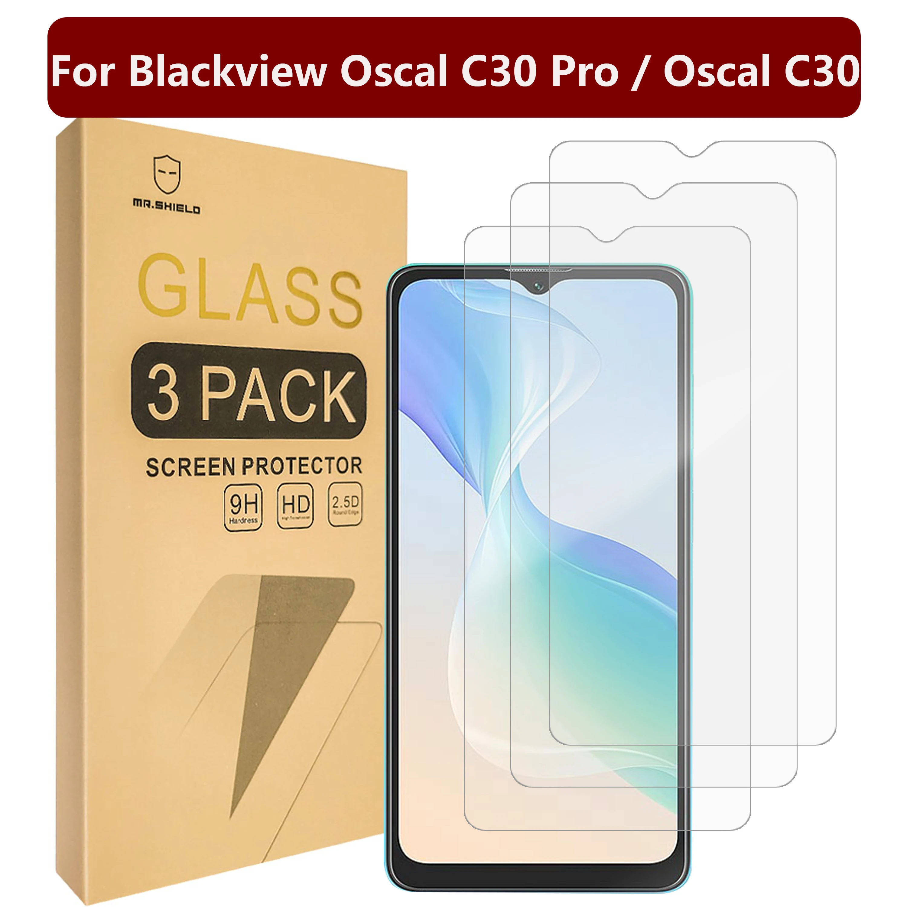 

Mr.Shield [3-Pack] Screen Protector For Blackview Oscal C30 Pro/Oscal C30 [Tempered Glass] [Japan Glass with 9H Hardness]