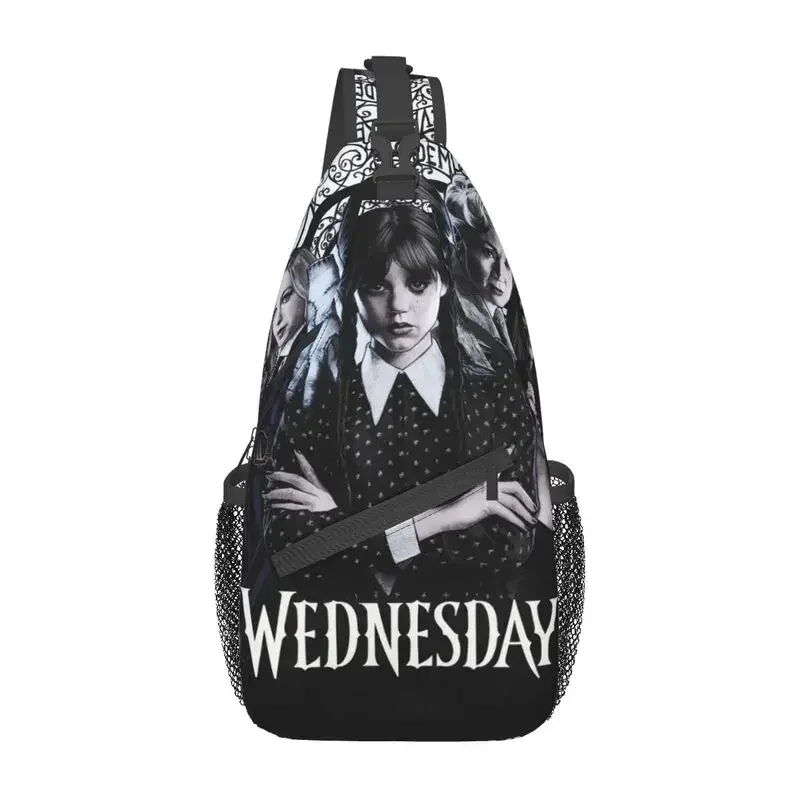 

Wednesday Addams Sling Crossbody Backpack Men Custom Supernatural Comedy Shoulder Chest Bag for Traveling Daypack