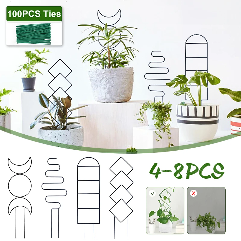 

4/8PCS Iron Plant Stem Climbing Rack Houseplant Trellis Support Stake Stand Vine Growth Flower Rattan Climbing Rack Garden Tools