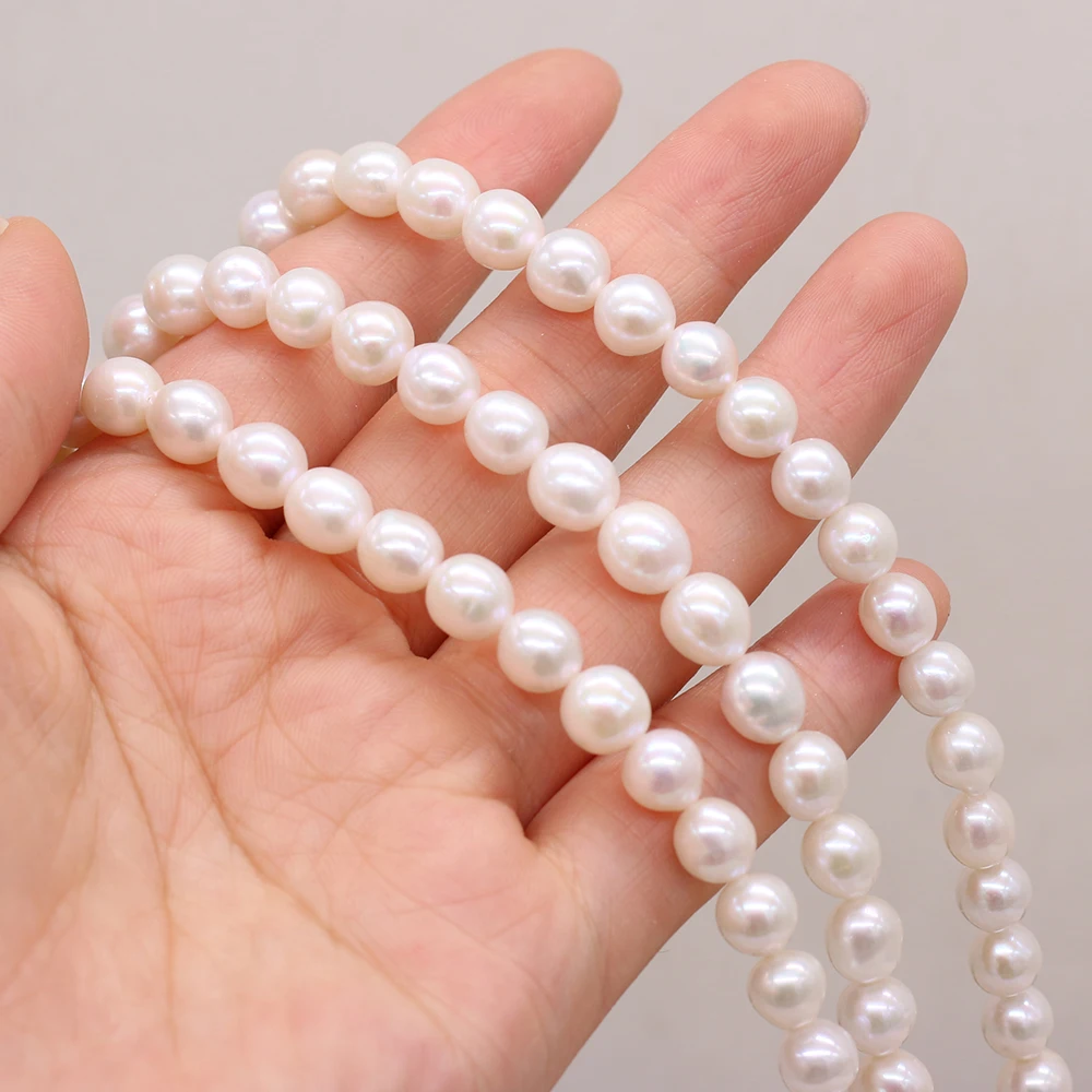100% Natural Freshwater Pearl High Quality AAA Round Beaded For Jewelry Making DIY Bracelet Necklace Accessories Gift 7-8mm