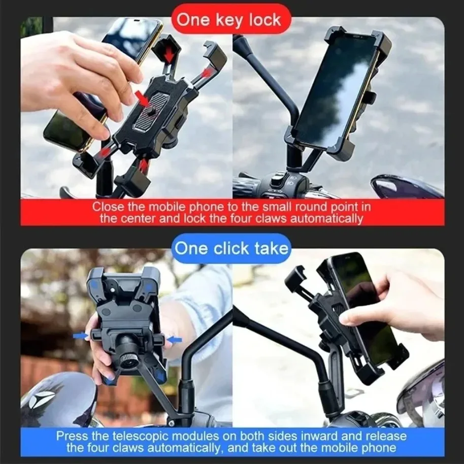 360° Rotatable Motorcycle Electric Bicycle Phone Holder for iPhone Xiaomi Riding MTB Bike Moto Stand Bracket Non-slip Cycling