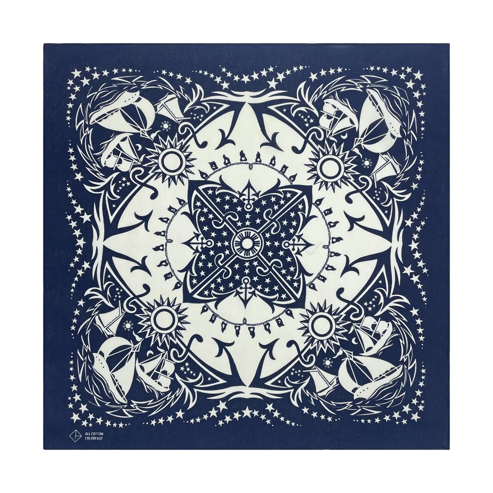 Navy Blue Sailboat Nautical Paisley Bandana Scarf