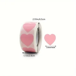 Enchanting Pink Heart Stickers - 500pcs/Roll Self - Adhesive Labels for Wedding and Gift Decoration (Pink)