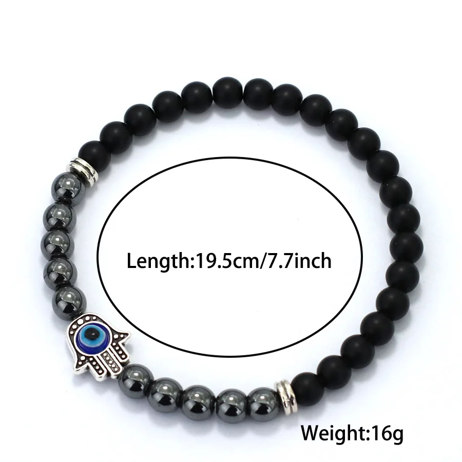 Hematite Stone Evil Eye Healing Bracelet for Men