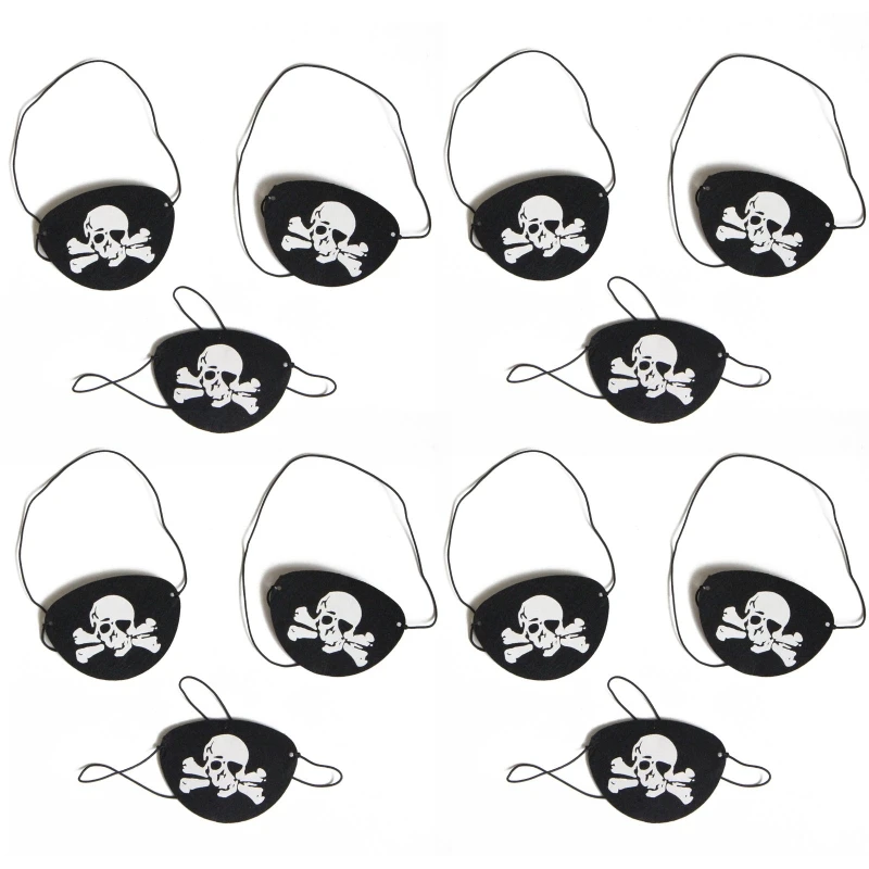 

12Pcs Pirate Eye Patches Skull Eye Mask Felt Pirate One Eye Skull Eye Skeleton Captain Eye Mask Pirate Theme Party Decor