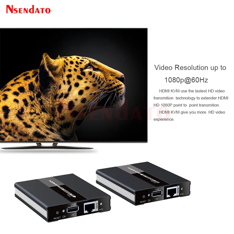 LKV371KVM HDMI KVM Extender Switch Over 60M RJ45 USB KVM HDMI Extender Over CAT5e/6 For PS4 USB Keyboard Mouse
