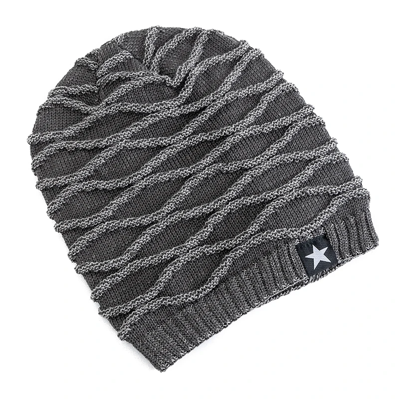 Hot Sale Unisex Slouchy Winter Hats Men Women Warm Beanie Cap Casual Five-Pointed Star Decor Winter Knitted Hats