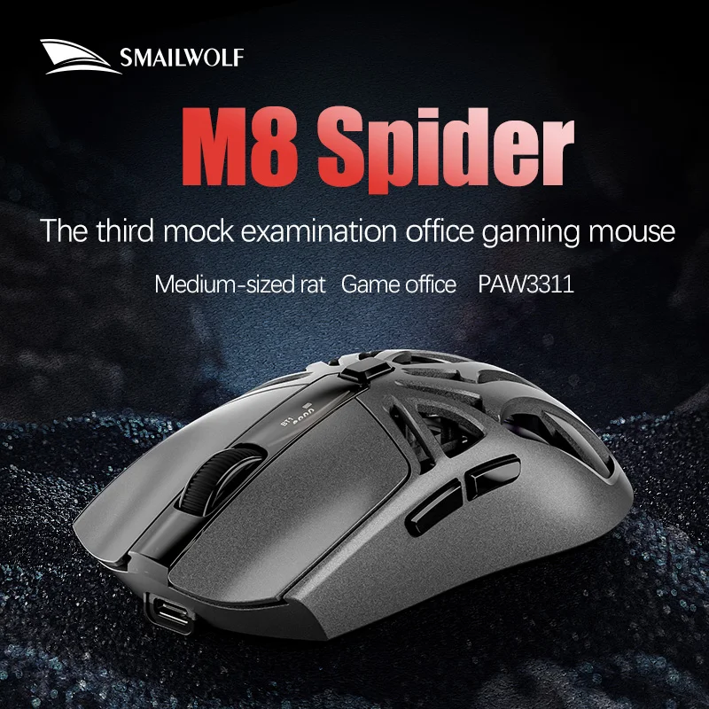 Mouse sem fio Bluetooth SMAILWOLF M8, mouse para jogos e-sports com base de carregamento RGB de três modos, escritório de jogos leve PAW3311 foto 6