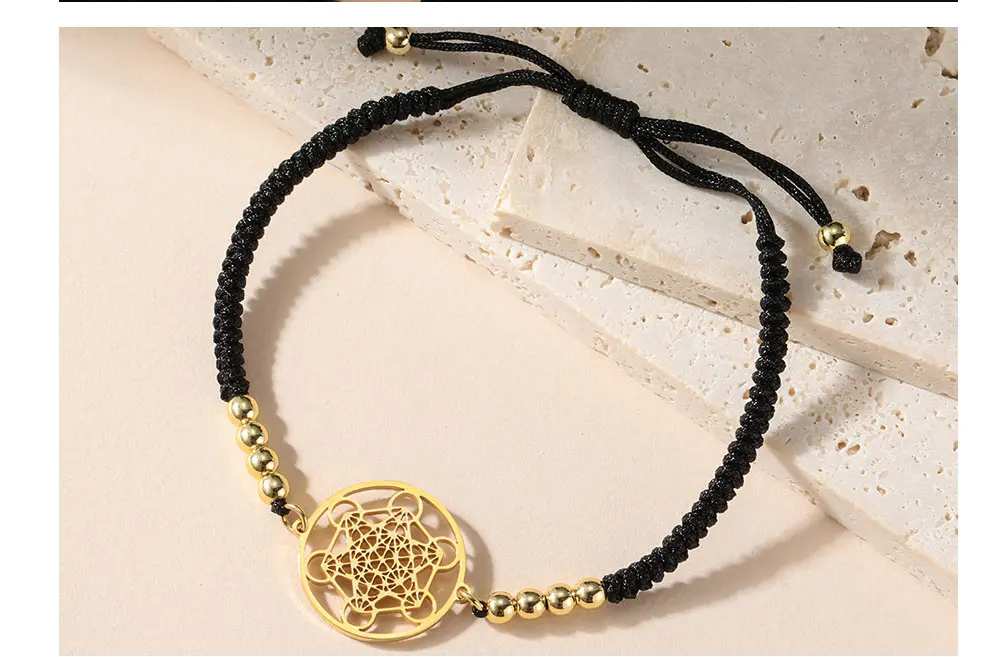 Lucktune Edelstahl Engel Siegel Erzengel Metatron Würfel Seil Armbänder für Frauen Spirituelles Amulett Schmuck Jubiläumsgeschenke – Detail 11