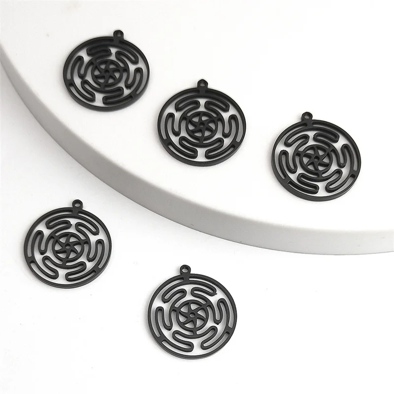 Hekate Wheel Charm Anhänger für Männer Edelstahl Silber Farbe Strophalos Hecate Göttin Magisches Symbol Schmuckherstellung 1725S07