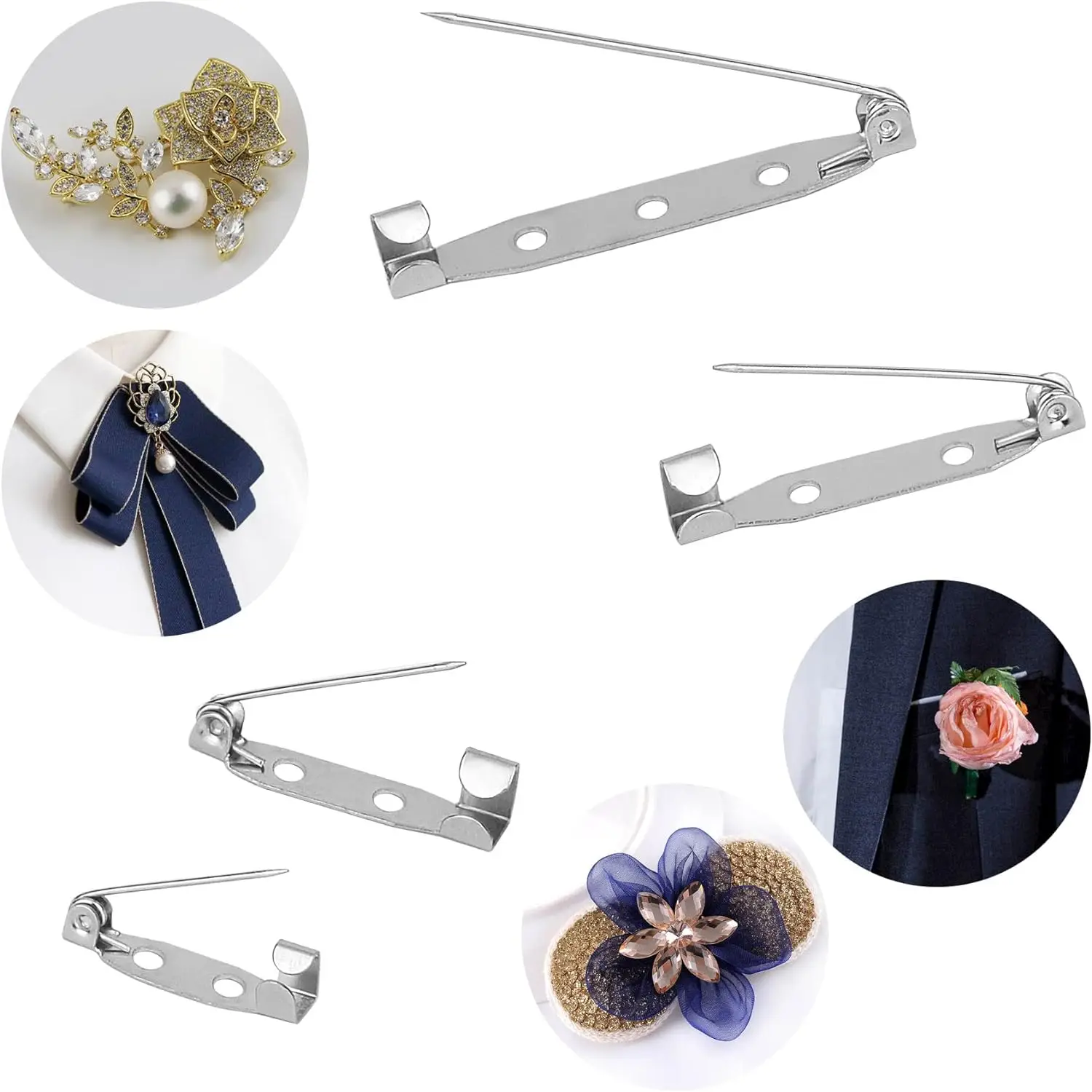50 Teile/los 15 25 30 35 45mm Brosche Clip Basis Pins Sicherheitsnadeln Brosche Einstellungen Blank Basis Für DIY schmuck Machen Hochzeit Liefert – Detail 3