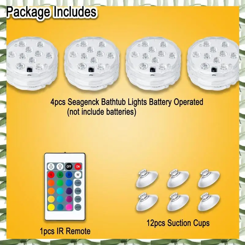 Bath Tub Lights Wireless, Battery Operated Waterproof Glow Light For Bathroom Bathtub Light Shower Spa Durable 4Pcs