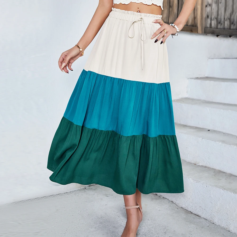 

Summer Boho Skirts Print Maxi Bohemian Skirt Women High Waist Vintage A-Line Long Casual Party Streetwear Bodycon Holiday Skirt