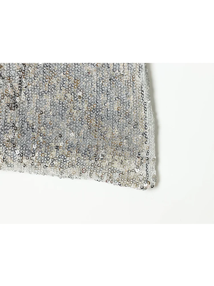 Sexy Sequin Mini Dress For Fashion O-neck Long Sleeve Slim Spliced Streetwear Spring New Ladies Leisure Holiday Clothes