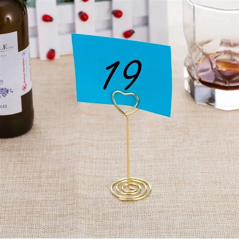 Place Card Clamps Stand Metallic Rose Gold Heart Shape Photos Clips Paper Clamp Table Numbers Holder Desktop Decoration