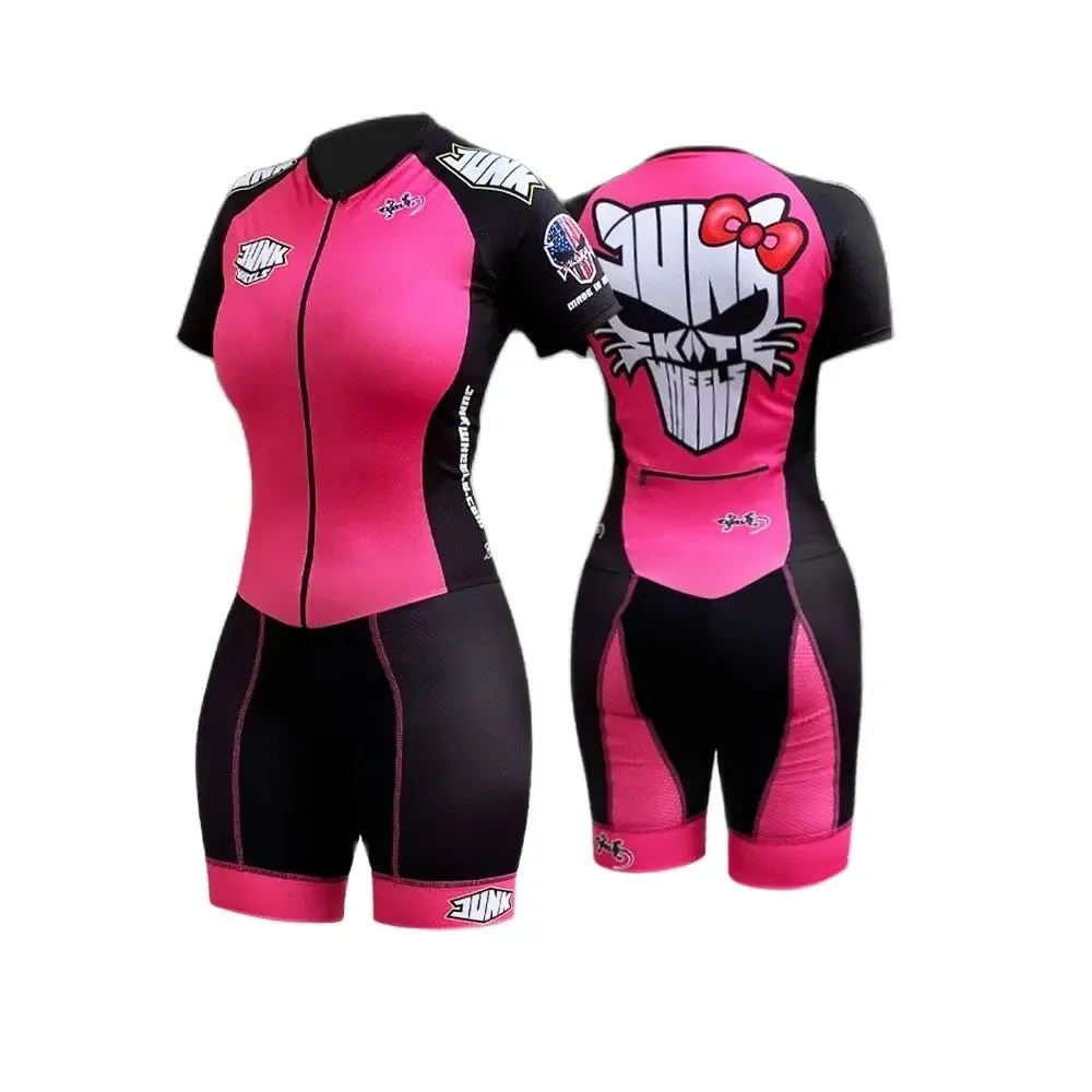 JUNK Wheels 2025 Men Short Sleeve Suit Speed Inline Roller Skate Skinsuit Fast Skating Clothing Without Cushion Dress 3