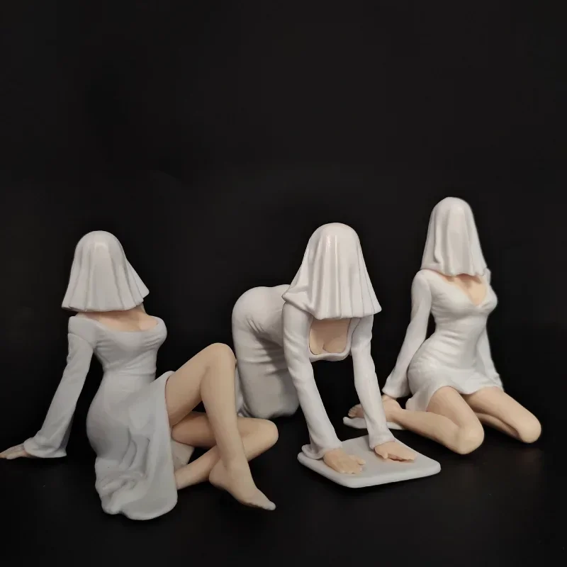 Mystical Hooded Woman Statue - Abstract Gothic Female Sculpture