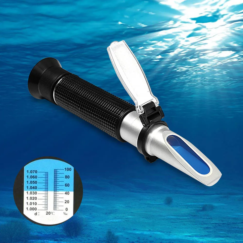 Salinity Meter Refractometer Dual Scale 1.0 to 1.07 S.G. Salt Tester for Drinking Water Aquarium Salt Test Tester Seawater