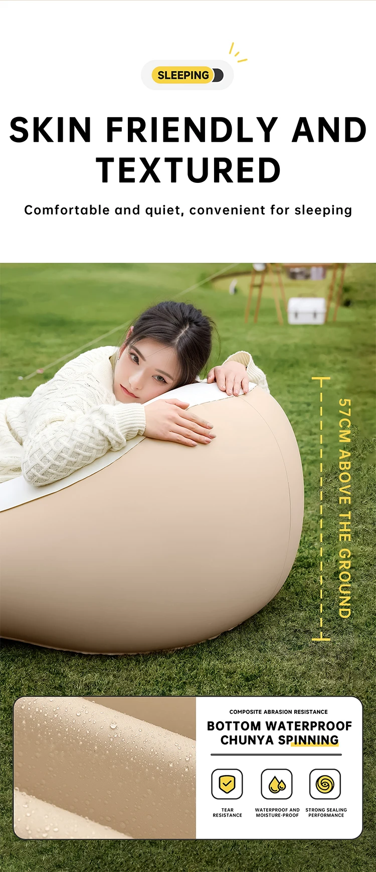 Description Picture 5 of itemInflatable sofa, portable air mattress for outdoor camping, foldable lazy air lounge chair, home leisure chair