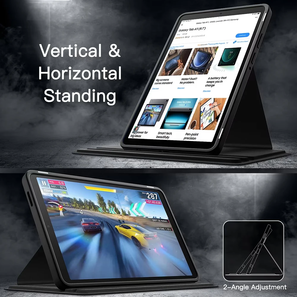 360 Degree Rotating Swivel Stand Protective Tablet Case with Clear Back Cover