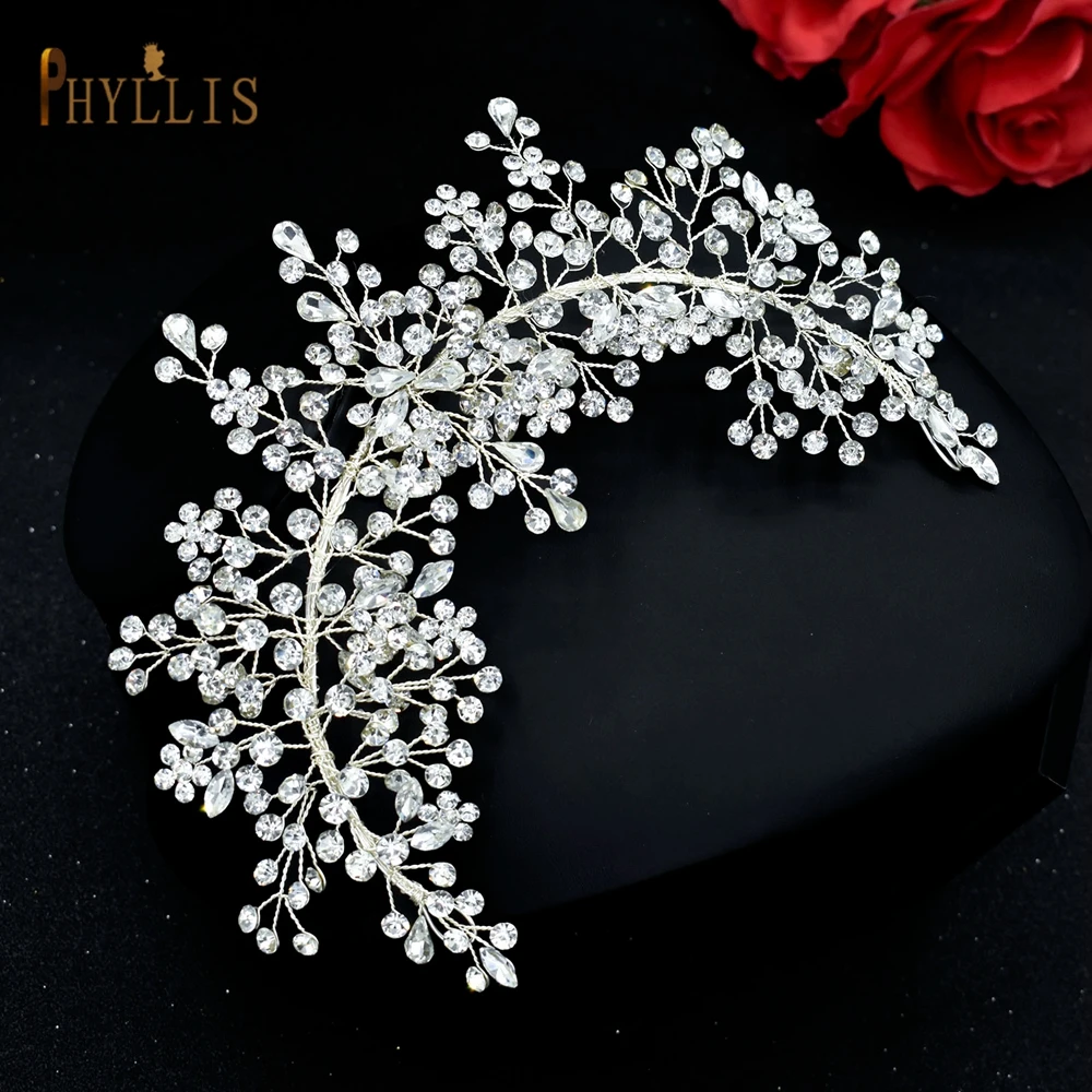 A140 Silver Bridal Headband Crystal Wedding Headpieces for Bride Hair Accessories for Flower Girl Tiara Bridesmaid Headwear 