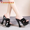 2023 Summer Black Platform Sandals Women Outdoors Leisure Slippers Fashion Slides Party High Heels 14CM Model Walking Show Shoes 1