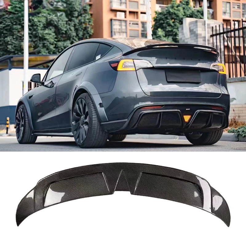For Tesla Model Y Matt Rear Trunk Lid Spoiler Wing Real Carbon Fiber