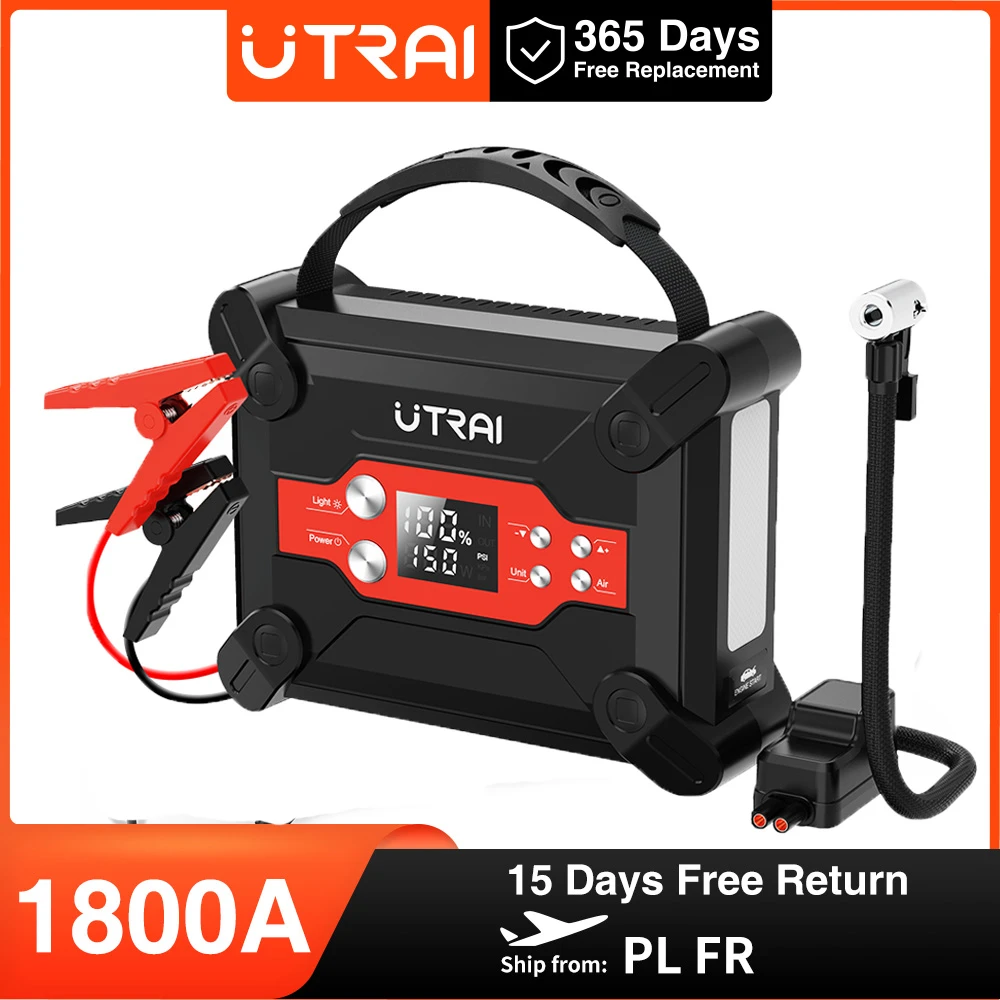 Utrai 1800a Jump Starter With Air Compressor Power Bank Portable