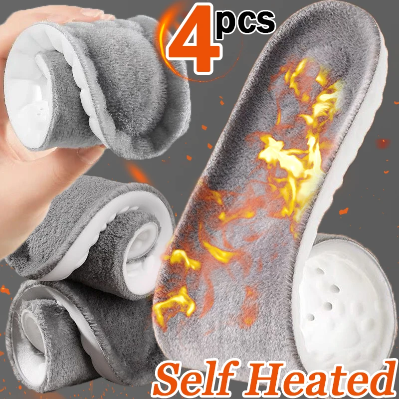 

2/1pairs Winter Warm Insole Women Men Thermal Thicken Plush Sports Shoes Sole Memory Foam Shock-absorbing Shoe Pads Inserts
