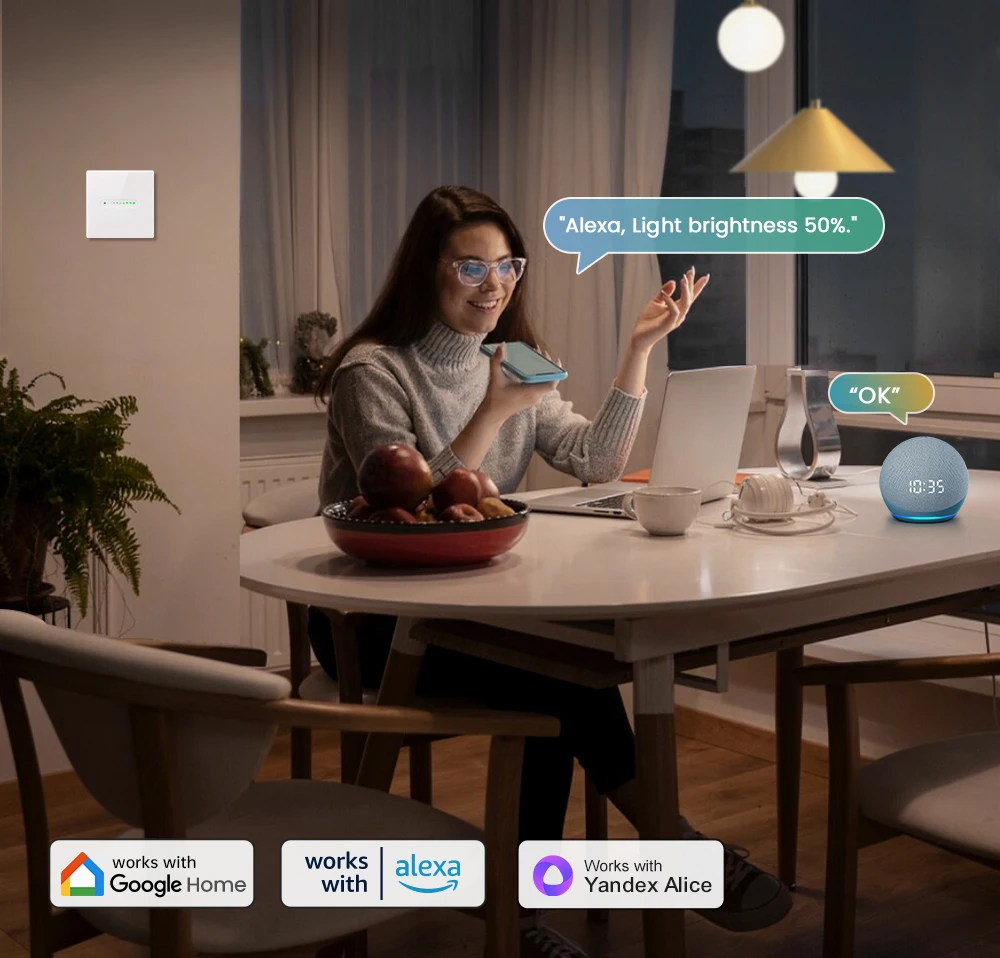 WiFi Smart Dimmer Switch,Groove design with Sliding Indicator Light,Support Brig