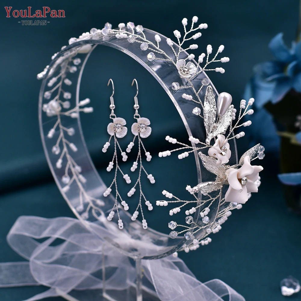 

YouLaPan HP344 Elegant Bridal Hair Accessories Crystal Bride Headpiece Soft Clay Flower Headband Woman Headwear Hair Jewelry