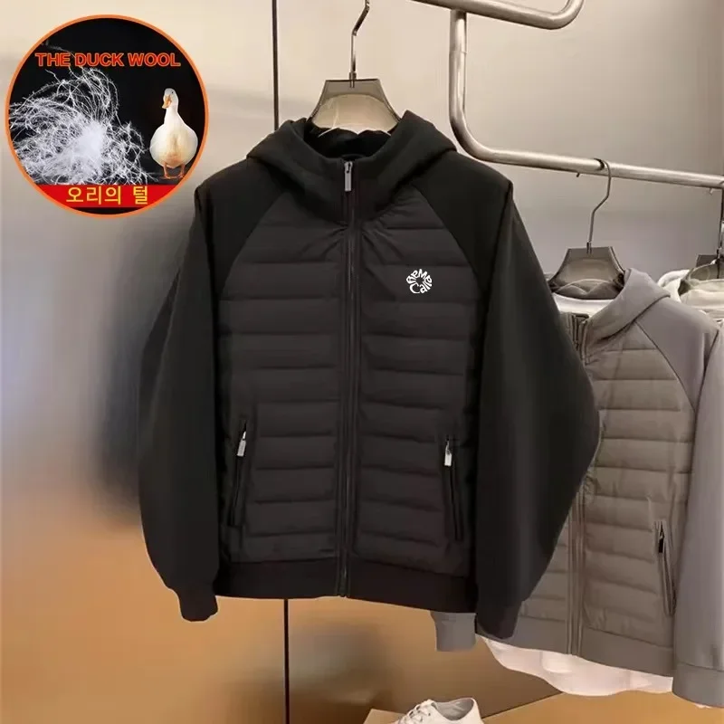 

Down Jacket Golf Coat Women and Men Fashion Loose Thicken Keep Warm Hooded Sportswear Unisex Golf Clothing White Duck Down Tops
