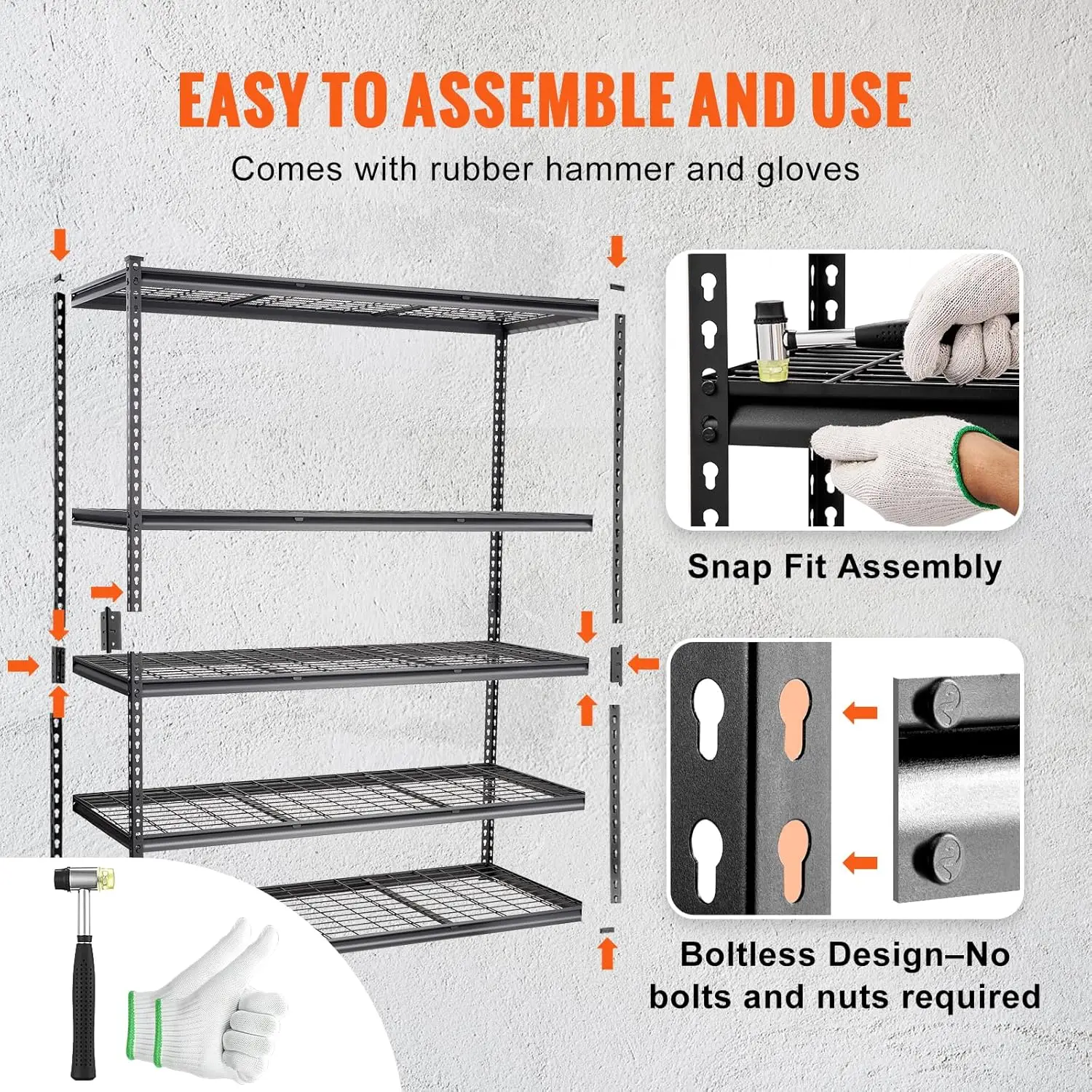 Storage Shelving Unit, 5-Tier Adjustable Storage Shelves, 60" L x 24" W x 78" H Heavy Duty Garage Storage Shelves 3