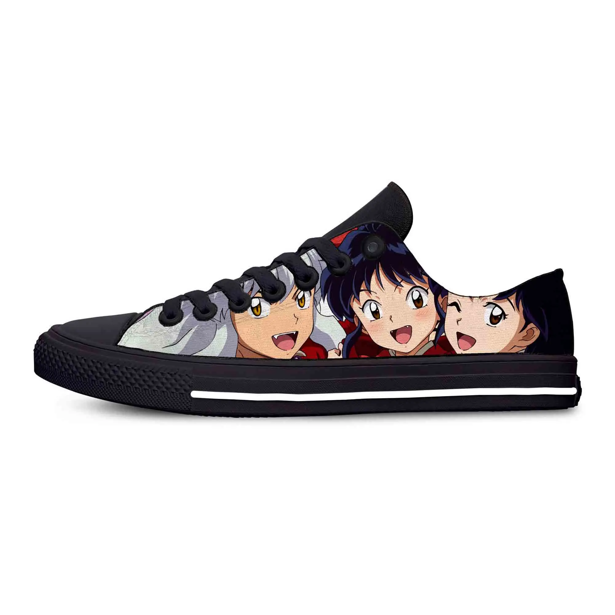 

Кроссовки мужские/женские низкие с 3D принтом, повседневные холщовые беговые туфли для подростков, дышащая легкая обувь, аниме Inuyasha kikyo-top