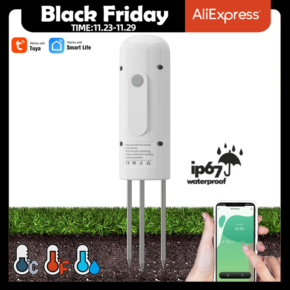 Feegow Bodenfeuchtigkeitssensor Digital - Rasen & Pflanzensensor Für Zigbee/Tuya