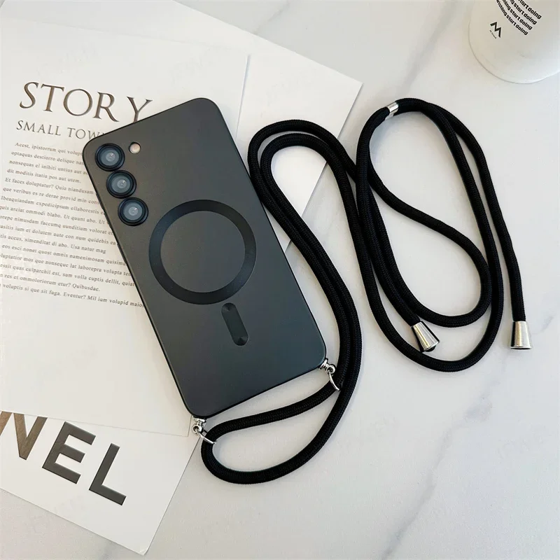 thumbnail image 1 of Crossbody Lanyard Magnetic Case For Samsung Galaxy S24 S23 S22 Plus Ultra S21 FE For Magsafe Camera Protection Soft TPU Cover, 1 of 4