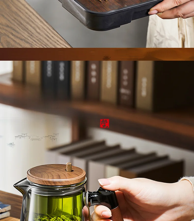 Large Capacity Dividing Teacup with Removable Glass Inner Tank - Tea Ceremony Water Separation Filter