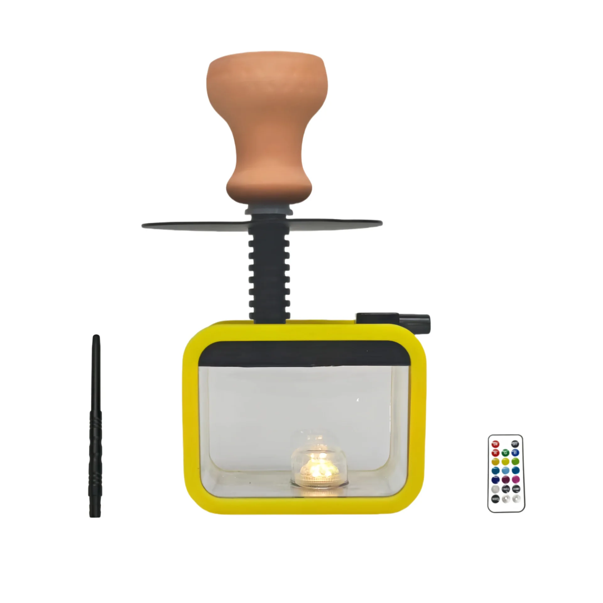 Small Size Acrylic Hookah, Outdoor Portable Shisha, Full Set, LED Light, Single Pipe, Narguile Complete Narghile