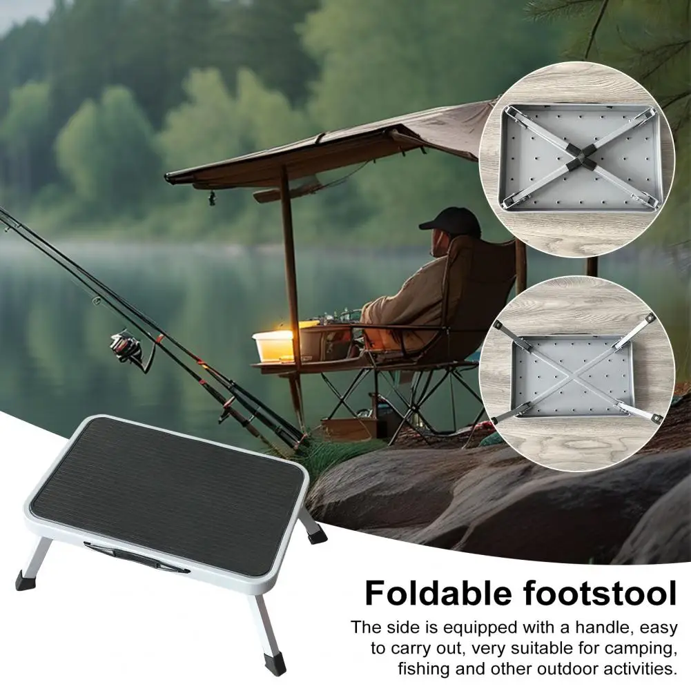 Folding Step Stool Heavy Duty Steel Holds 150kg Capacity Outdoor Camping Picnic Fishing Mini Collapsible Chair Seat