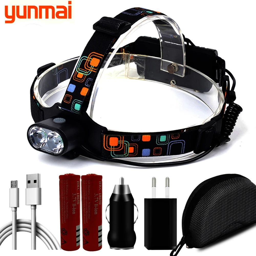 

High and low frequency XM-L T6 headlamp headlamp flashlight 18650 battery LED bulb camping/cycling 3 modes