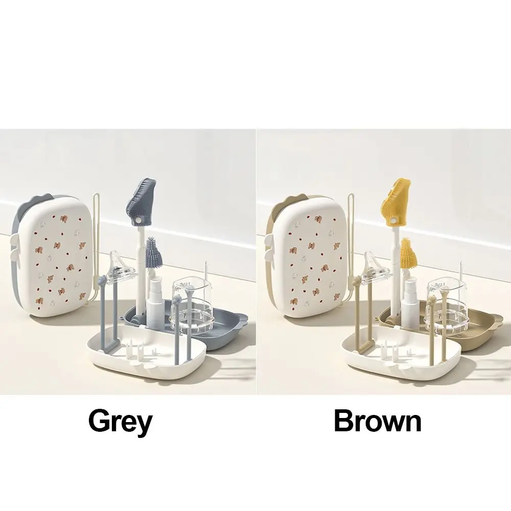 6 in 1 Bottle Cleaning Set with Storage Box Safe Travel Bottle Brush Multi-Functional Silicone Sponge Cleaning Kit